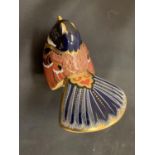 A ROYAL CROWN DERBY FANTAIL BIRD WITH STOPPER