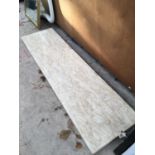 A MARBLE WORKTOP PIECE, 137CM X 38CM X 6CM