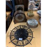 AN ASSORTMENT OF FIVE CLOCKS TO INCLUDE VINTAGE AND RETRO