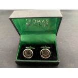 A PAIR OF THOMAS NASH CUFFLINKS IN THE FORM OF A SIX SPEED GEAR KNOB