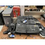A LARGE QUANTITY OF ASSORTED COMPUTER ITEMS TO INCLUDE VARIOUS KEYBOARDS DELL, LENOVO ETC