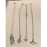 FOUR VARIOUS SILVER NECKLACES