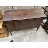 AN EDWARDIAN MAHOGANY AND INLAID CHEST OF TWO SHORT AND TWO LONG DRAWERS, 42" WIDE