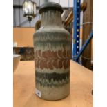 A LARGE WEST GERMAN POTTERY RETRO VASE WITH HANDLE
