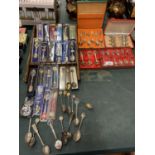 A LARGE COLLECTION OF COMMEMORATIVE TEASPOONS TO INCLUDE PRESENTATION CASES