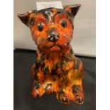 AN ANITA HARRIS SIGNED AND HANDPAINTED MODEL OF A SITTING DOG