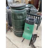 FOUR GARDEN COMPOSTERS AND A GARDEN WASTE SHREDDER - IN W/O
