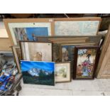 A LARGE QUANTITY OF PICTURES TO INCLUDE TAPESTRY'S AND GEOGRAPHICAL MAPS ETC.