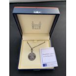 A 925 SILVER FLORIN ROSE PENDANT ON A 925 SILVER NECKLACE