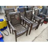 SIX WOODEN GARDEN CHAIRS