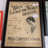 A FRAMED GERTIE GITANA POSTER 'WHEN I LEAVE THE WORLD BEHIND'