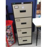 A STAPLES FOUR DRAWER METAL FILING CABINET