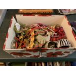 A BOX OF COSTUME JEWELLERY