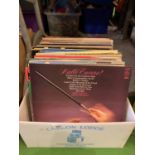 A BOX OF RECORDS TO INCLUDE THE SOUND OF MUSIC, GERSHWIN, COUNTY MUSIC ETC