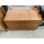 A VINTAGE TEAK BLANKET CHEST, 36" WIDE