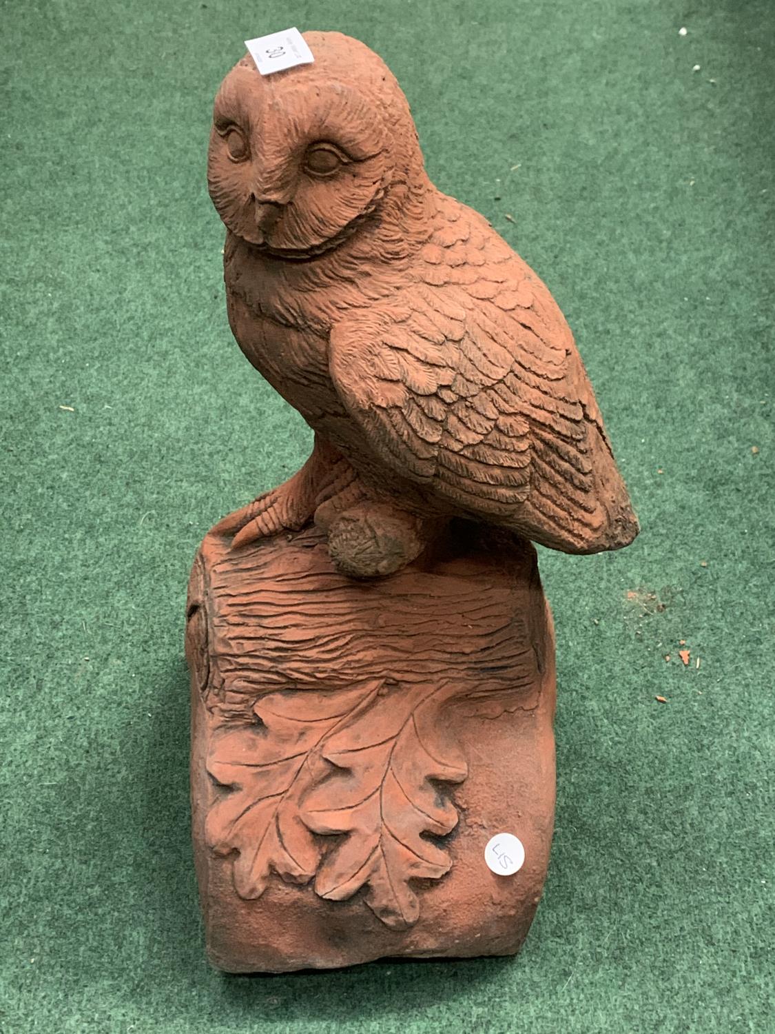 A TERRACOTTA ROOF FINIAL WITH OWL DETAIL - Image 2 of 2