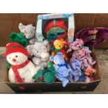 A LARGE QUANTITY OF TY TEDDIES WITH LABELS AND FURTHER TOYS