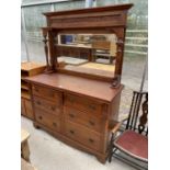 AN EDWARDIAN MAHOGANY MIRROR BACK SIDEBOARD, 33" WIDE