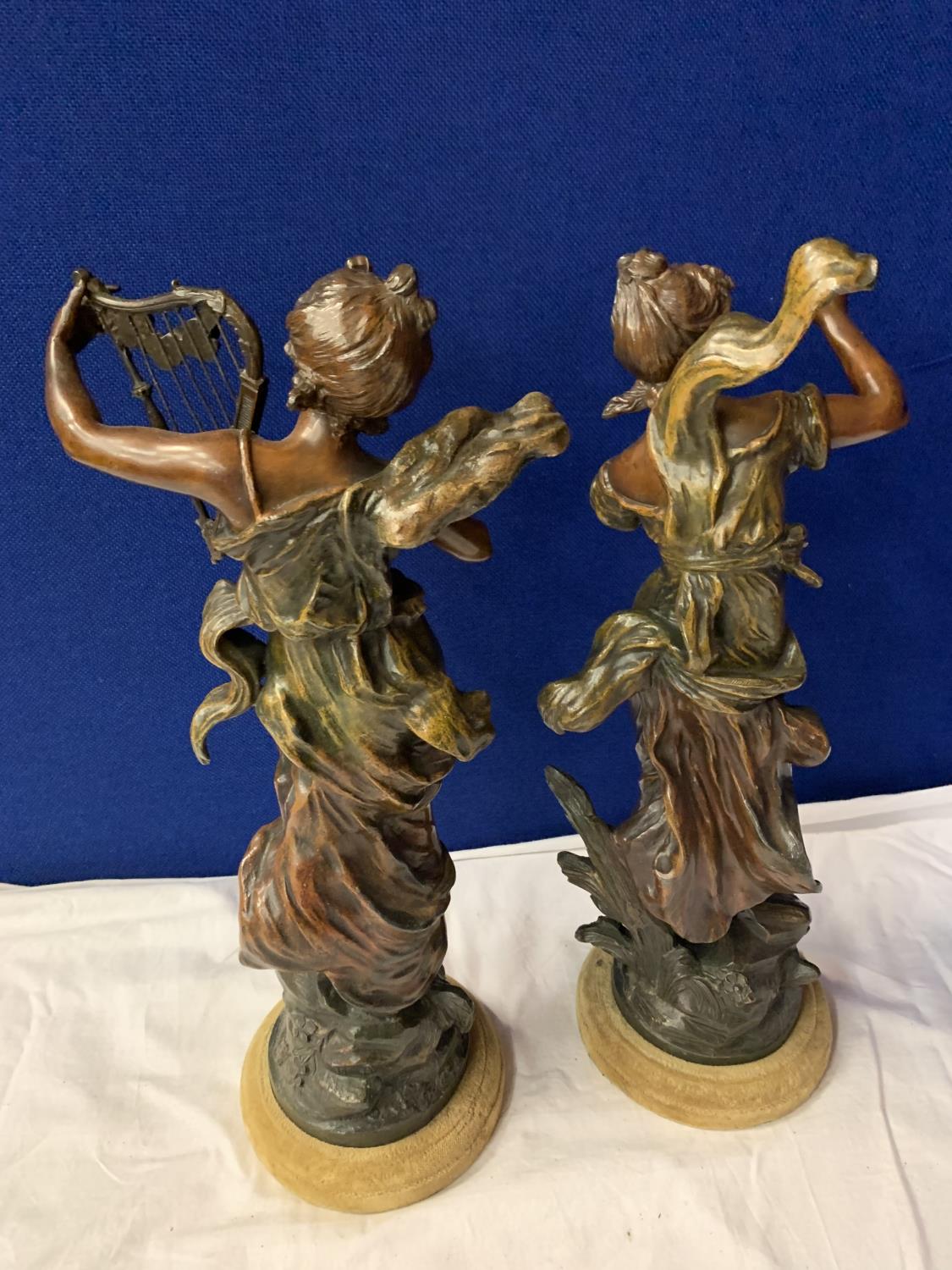 TWO LARGE SPELTER ORNAMENTS DEPICTING ANGELS - Image 4 of 5