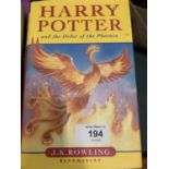 A FIRST EDITION COPY OF J K ROWLING'S 'HARRY POTTER AND THE ORDER OF THE PHOENIX'