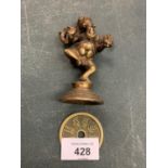 A SINO-TIBETAN BI-METAL BRASS MODEL OF GANESH AND CHINESE BRASS AMULET COIN