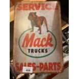 A VINTAGE STYLE MACK TRUNKS BULL DOG GARAGE/MAN CAVE METAL RETRO SIGN