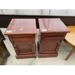 A PAIR OF VICTORIAN STYLE MAHOGANY BEDSIDE LOCKERS