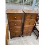 A PAIR OF VICTORIAN STYLE CHESTS OF FOUR DRAWERS EACH 19.5" WIDE