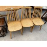 THREE ERCOL STYLE DINING CHAIRS