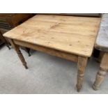 A PINE SCRUB-TOP KITCHEN TABLE, 43x30"