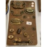 VINTAGE BRASS IRONMONGERY SAMPLE BOARD