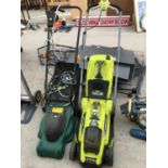A RYOBI ELECTRIC CORDED LAWN MOWER AND FURTHER LAWN MOWER A/F