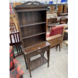 AN EARLY 20TH CENTURY OAK DRESSER OF SMALL PROPORTIONS WITH PLATE RACK, FRIEZE DRAWER AND POT BOARD,