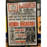 A LARGE ADVERTISING POSTER FOR A WRESTLING MATCH AT VICTORIA HALL HANLEY 1977