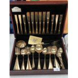A COLLECTION OF GEORGE BUTLER SHEFFIELD STEEL FLATWARE TO INCLUDE WOODEN PRESENTATION BOX