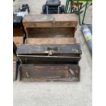 TWO VINTAGE WOODEN JOINERS CHESTS