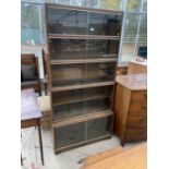A SET OF MINTY GLASS FRONTED GRADUATED FIVE TIER BOOKCASE, 35" WIDE