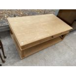 A MODERN TWO TIER COFFEE TABLE WITH SINGLE DRAWER