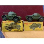A PAIR OF BOXED ARMY VEHICLES BY DINKY TOYS TO INCLUDE A SCOUT CAR