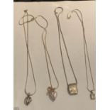 FOUR VARIOUS SILVER NECKLACES