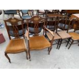 FIVE VARIOUS EDWARDIAN INLAID DINING AND BEDROOM CHAIRS