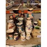 AN ASSORTMENT OF CHARACTER JUGS OF VARIOUS SIZES TO INCLUDE A 'CHELSEA PENSIONER'