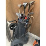 VINTAGE GOLF CLUBS IN A VINTAGE DUNLOP BAG WITH TROLLEY