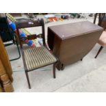 A MAHOGANY DINING CHAIR AND AN OAK DROP LEAF DINING TABLE