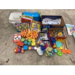 VARIOUS TOYS AND A BOX OF GOLF BALLS