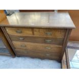 A LATE VICTORIAN MAPLE EFFECT CHEST OF TWO SHORT AND THREE LONG DRAWERS, 44" WIDE