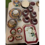 AN ECLECTIC ASSORTMENT OF POTTERY TO INCLUDE LUSTRE TEA WARE AND TRINKET BOXES