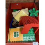 A BOX OF DUPLO TO INCLUDE HOUSE AND PALM TREE