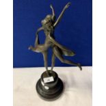 A BRONZE ART DECO STYLE DANCING FIGURINES MODEL SIGNED ALTO VITALEH