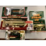 FOUR EDDIE STOBART COLLECTABLE VEHICLES TO INCLUDE TRANSIT VAN AND BYGONE DAYS LORRY